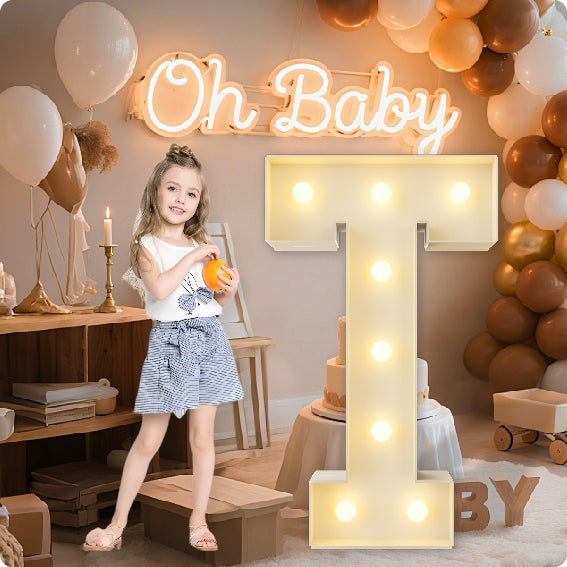 HXWEIYE Big Light Up Letters A，3FT Large Marquee Letters with lights, Mosaic Balloon Frame, Giant Baby Letter for baby shower Birthday Graduation Engagement Party Wedding Christmas Decor (Warm White)