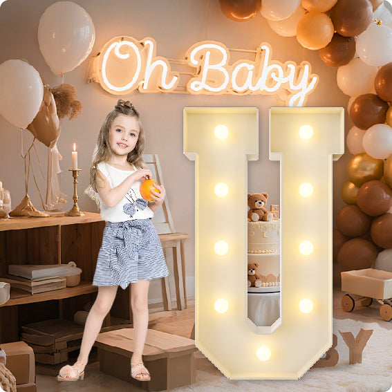 HXWEIYE Big Light Up Letters A，3FT Large Marquee Letters with lights, Mosaic Balloon Frame, Giant Baby Letter for baby shower Birthday Graduation Engagement Party Wedding Christmas Decor (Warm White)