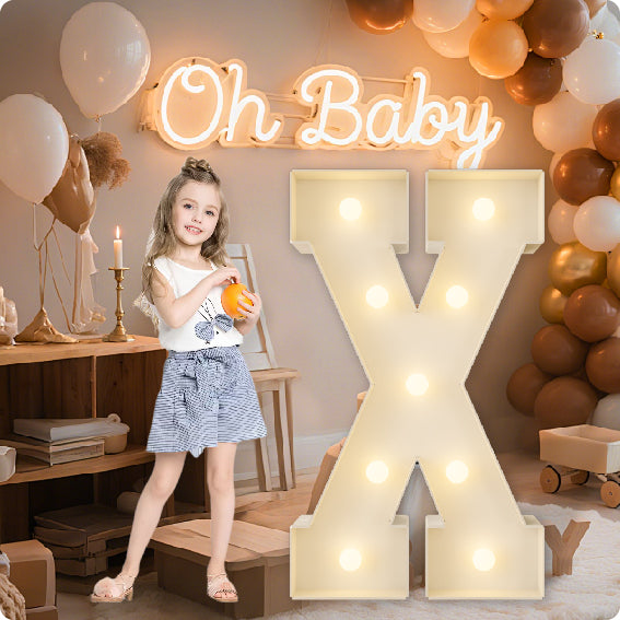 HXWEIYE Big Light Up Letters A，3FT Large Marquee Letters with lights, Mosaic Balloon Frame, Giant Baby Letter for baby shower Birthday Graduation Engagement Party Wedding Christmas Decor (Warm White)