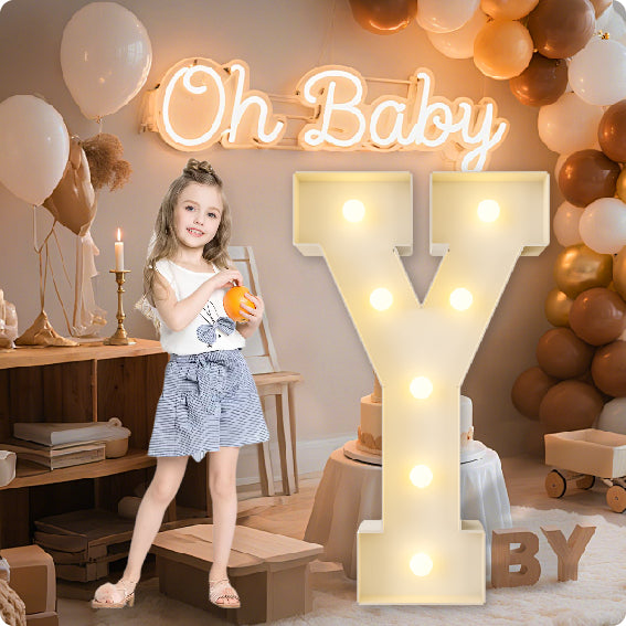 HXWEIYE Big Light Up Letters A，3FT Large Marquee Letters with lights, Mosaic Balloon Frame, Giant Baby Letter for baby shower Birthday Graduation Engagement Party Wedding Christmas Decor (Warm White)