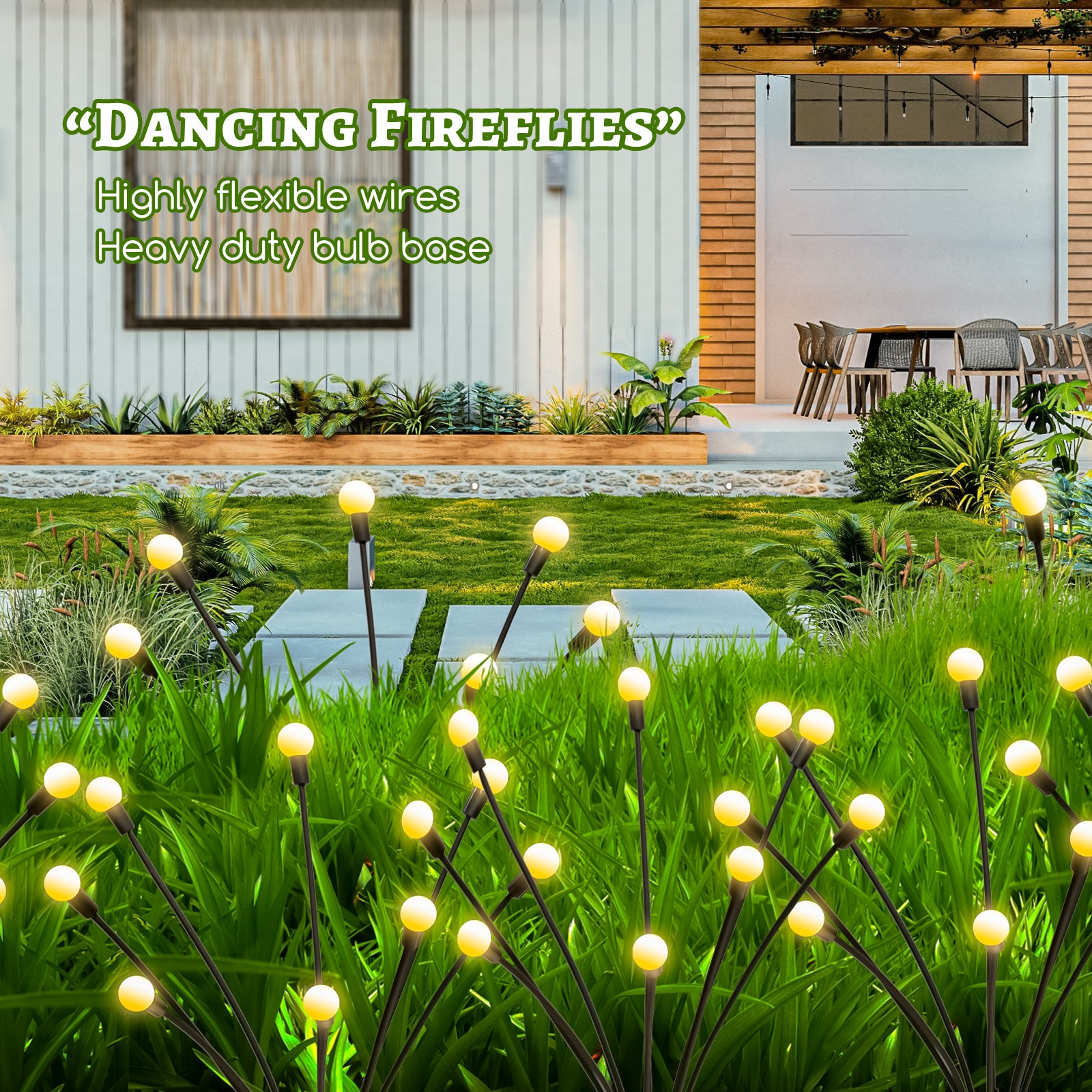 2/4 Pieces Together Feature 16/32 LEDs Solar Garden Lights-Firefly Lights Waterproof