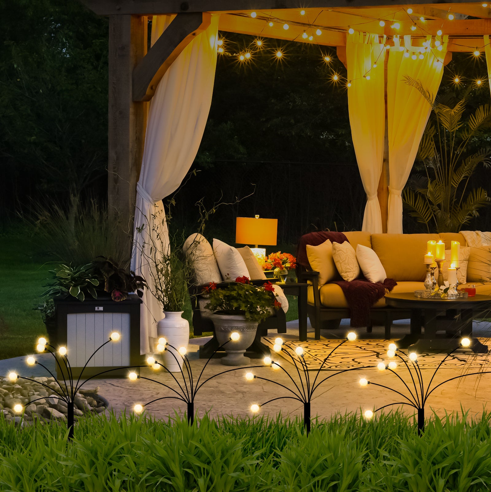 2/4 Pieces Together Feature 16/32 LEDs Solar Garden Lights-Firefly Lights Waterproof