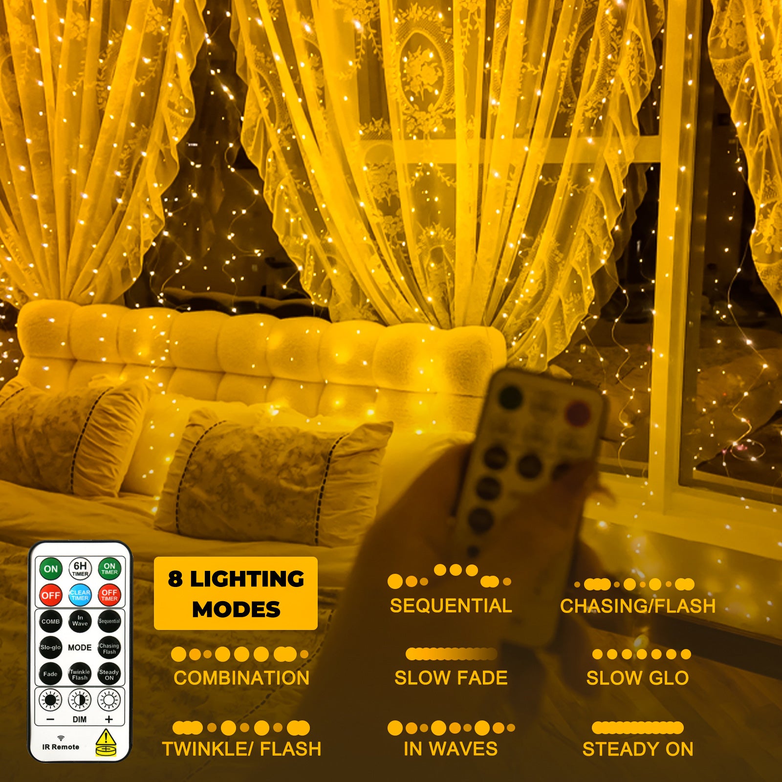 300LED Curtain Lights- Custom Timer