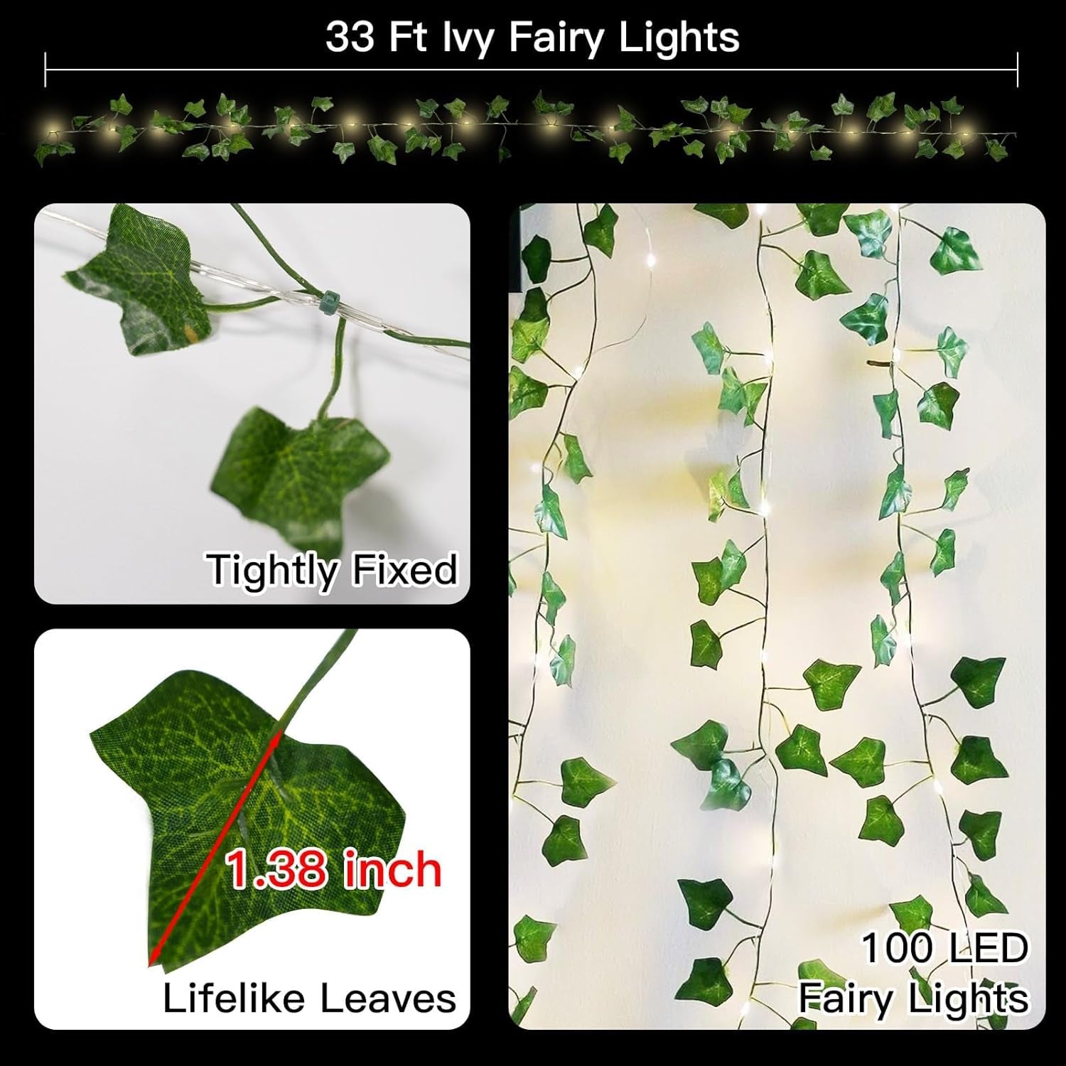 33Ft LED Ivy String Lights