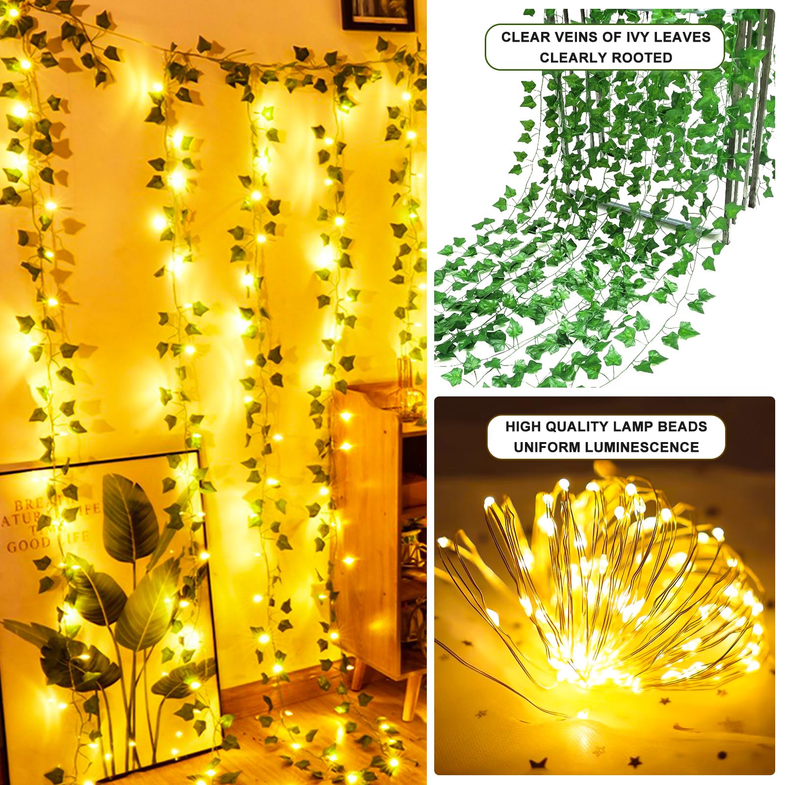 Artificial Ivy Leaves With Lights