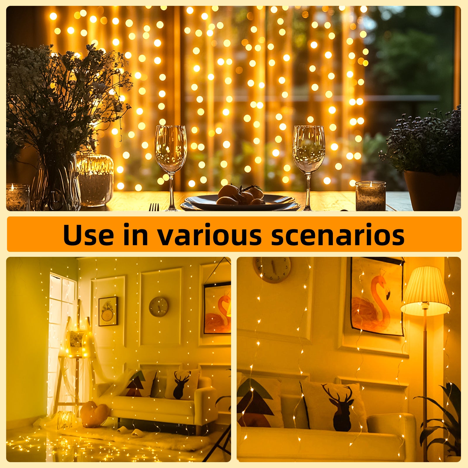 300LED Curtain Lights- Custom Timer