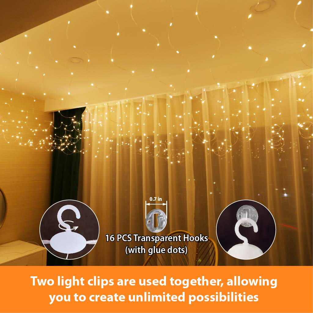 (2 Pack)Fairy Curtain Lights