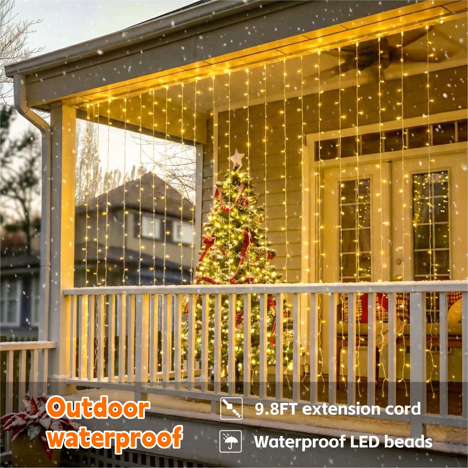 Curtain Light for Bedroom, 200LED 6.6x6.6ft Warm White Window Wall Hanging Fairy Curtain String Light, 8 Modes Remote Fairy String Lights Indoor for Wedding Party Home Garden Decorations