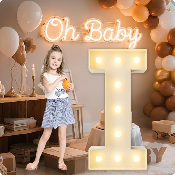 HXWEIYE Big Light Up Letters A，3FT Large Marquee Letters with lights, Mosaic Balloon Frame, Giant Baby Letter for baby shower Birthday Graduation Engagement Party Wedding Christmas Decor (Warm White)