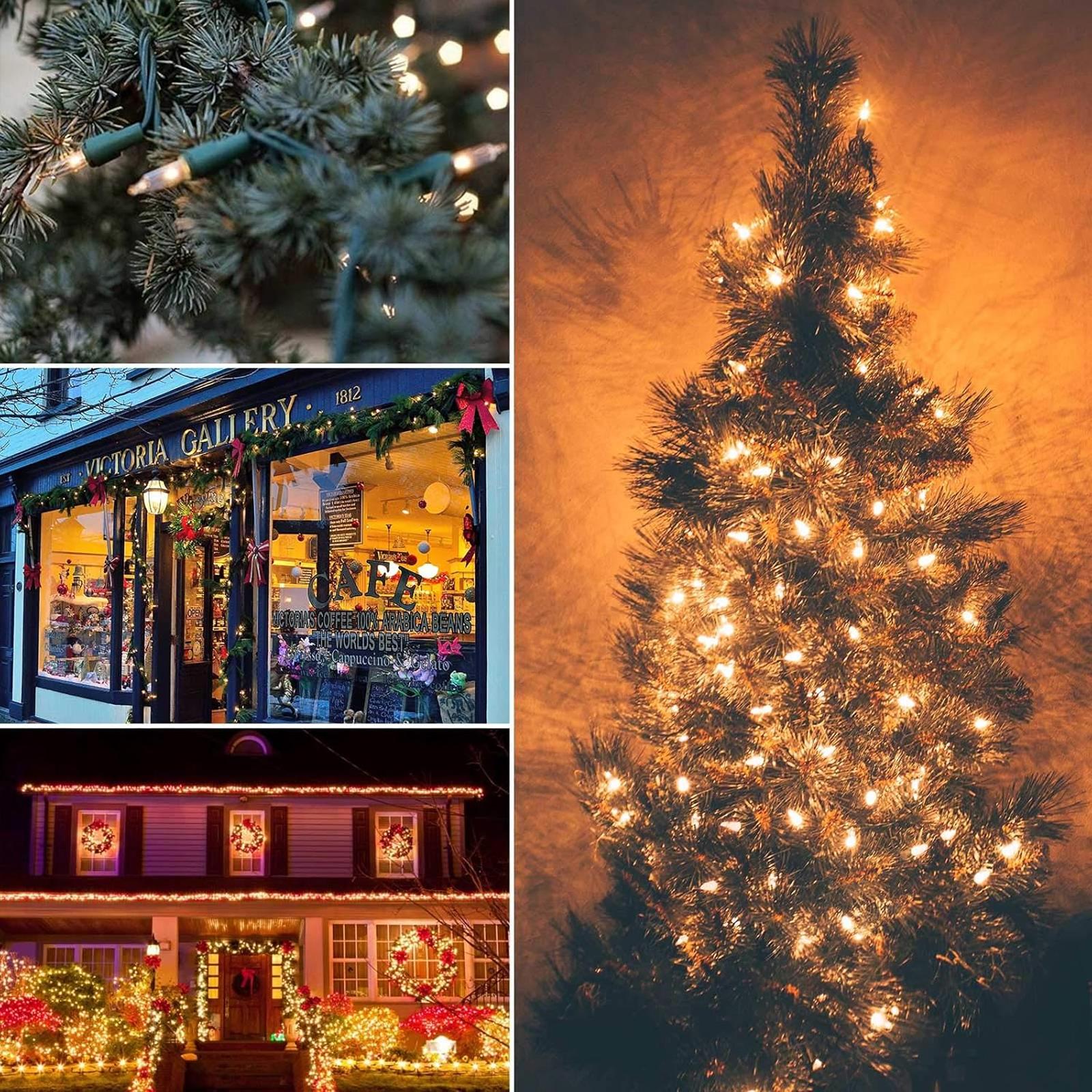 100 Led Christmas Lights 25ft Green Wire